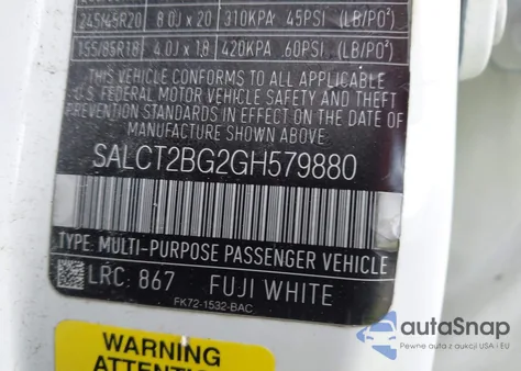 2016 Land Rover Discovery Sport Hse Lux from USA, damaged, VIN SALCT2BG2GH579880